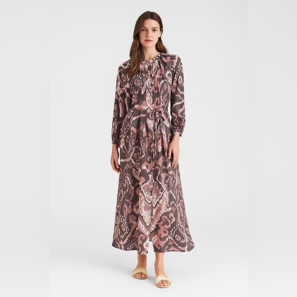 Tucker Dresses & Skirts - ▫️Tucker The Classic Belted Button Up Silk Printed Maxi Dress